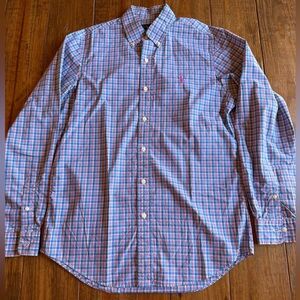 Ralph Lauren Red and Blue Checkered mens Button Up Shirt